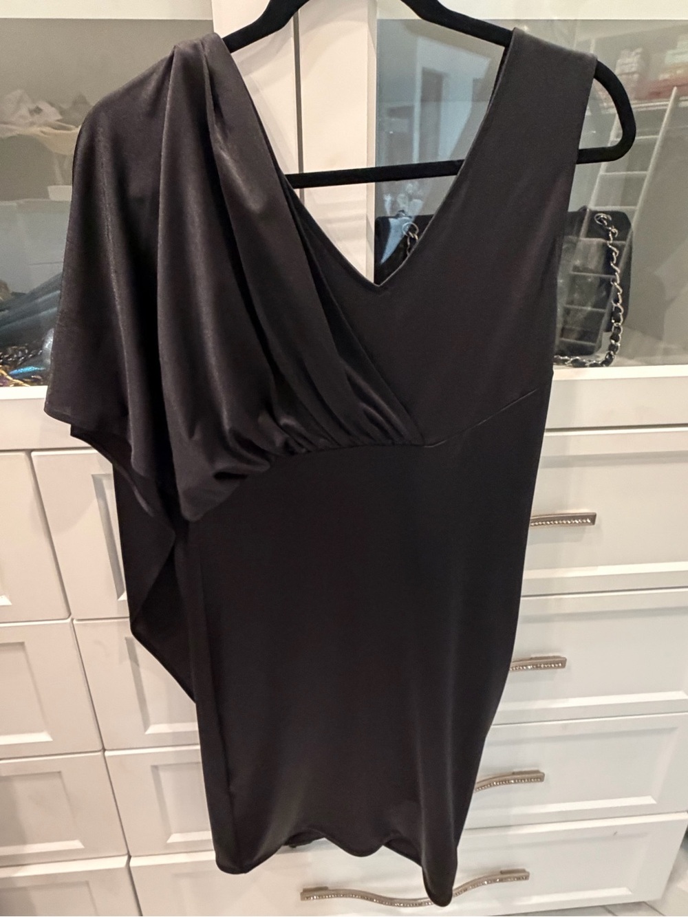 Barney’s New York Elegant Black One-Shoulder Women’s Dress
